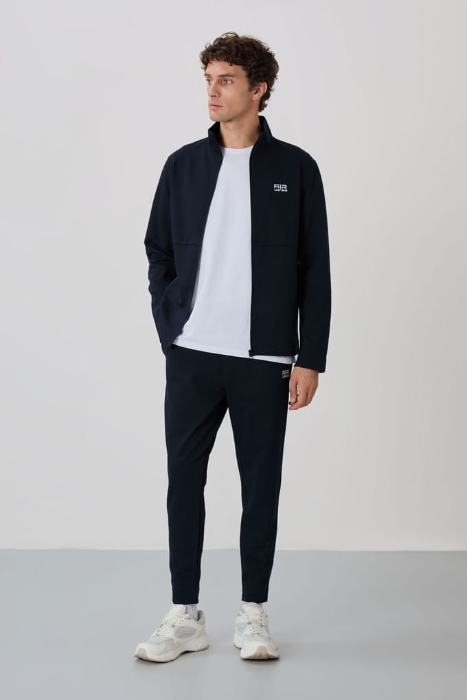 Heren Sweatshirt en Broek Set met Ritskraag