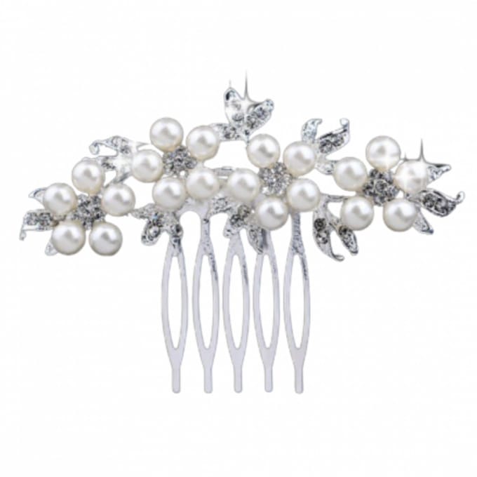 Bruid- Haarklem- synthetische Parel Strass Schuif - Charme Bijoux