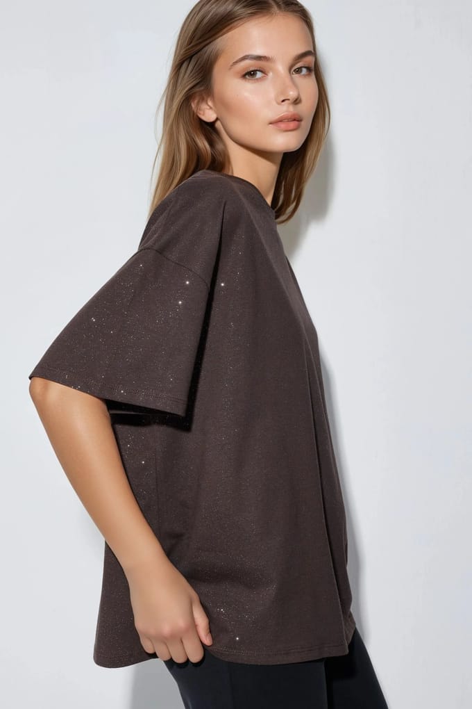 Pailletten Crew Neck Korte Mouwen T-shirt