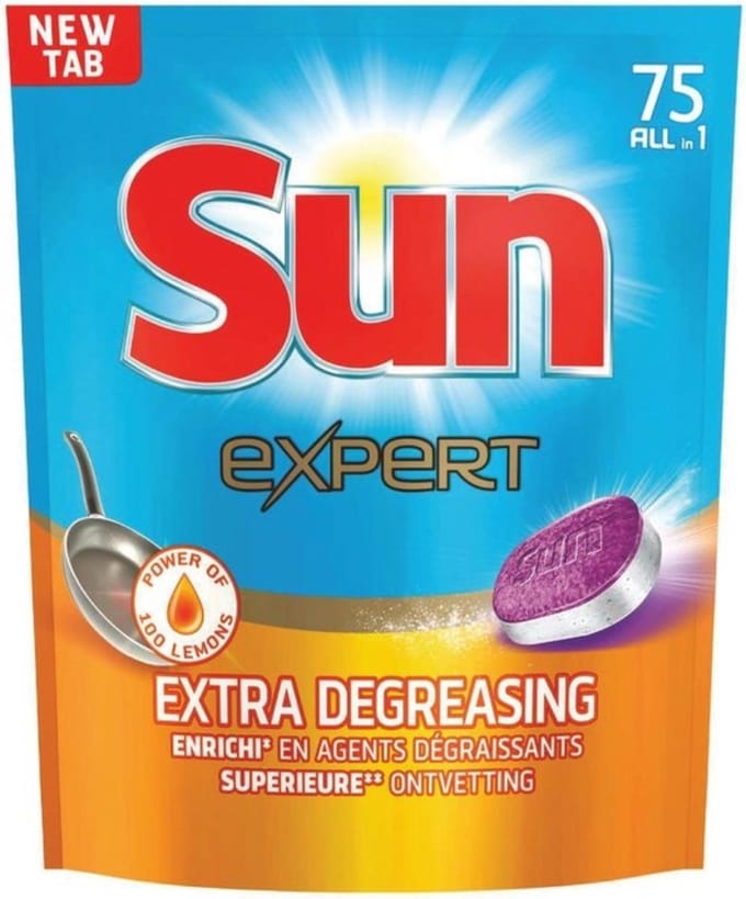 Sun All In 1 Extra Degreasing - 75 stuks - Vaatwastabletten
