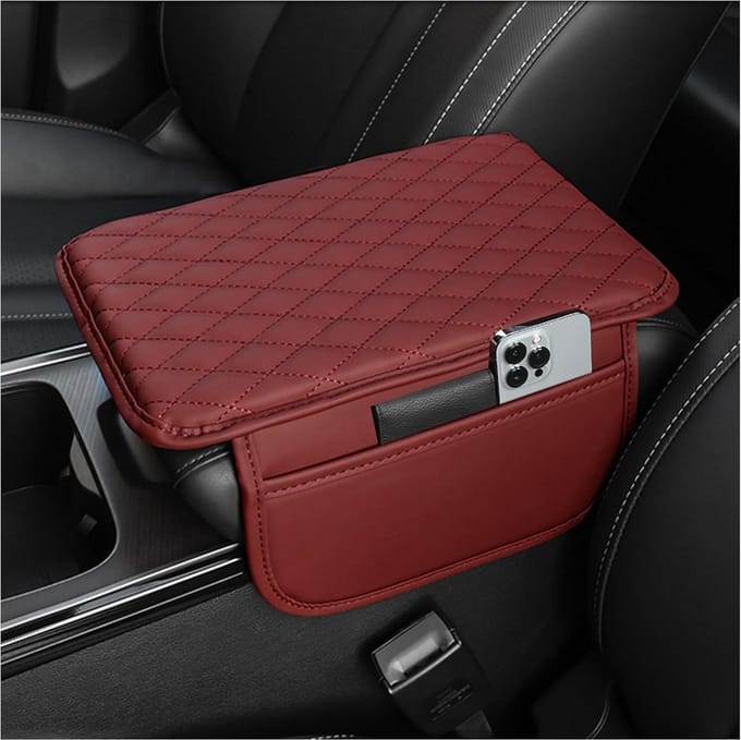 Armsteun Beschermer - Middenconsole - Met Opbergvak - Donkerrood