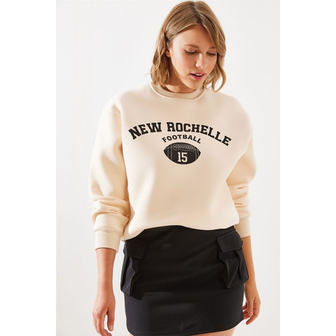 Logo Print Relaxed Fit Sweatshirt met Ronde Hals