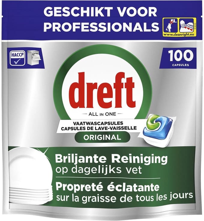 Dreft Professional All-in-1 vaatwastabletten Regular 100 stuks