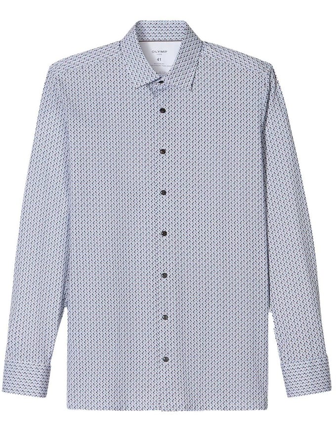 katoenen Olymp overhemd blauw geprint normale fit