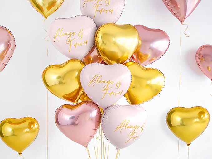PARTYDECO - Metallic roségouden aluminium hart ballon