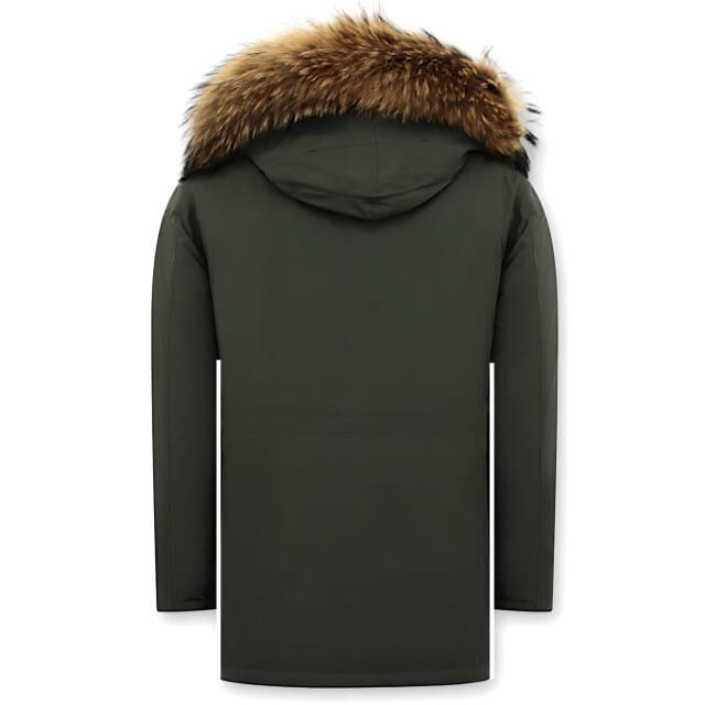 Enos Winterjas parka met grote echte bontkraag