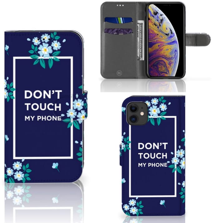 Apple iPhone 11 Portemonnee Hoesje Flowers Blue DTMP