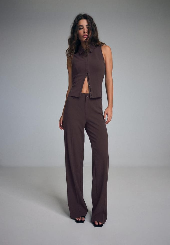Stradivarius Gilet-top met haaksluiting  Purper S