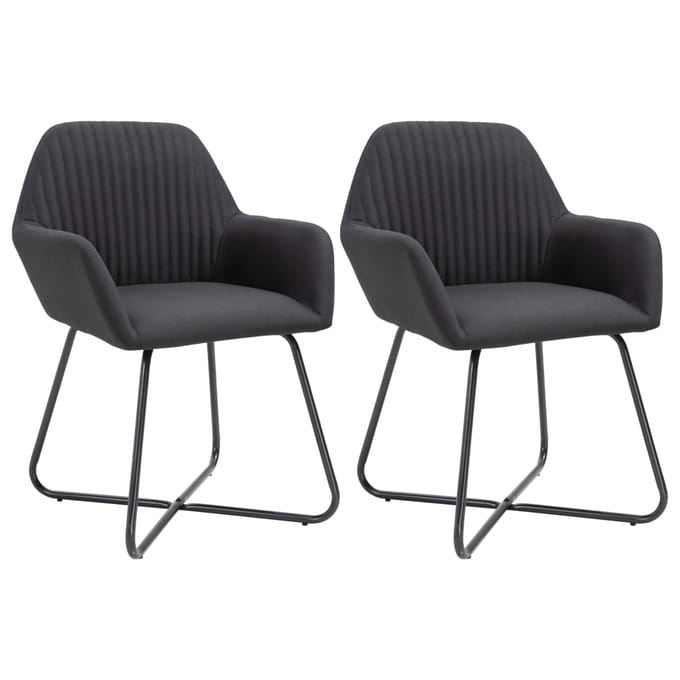 vidaXL - Eetkamerstoelen - 2 - st - stof - zwart