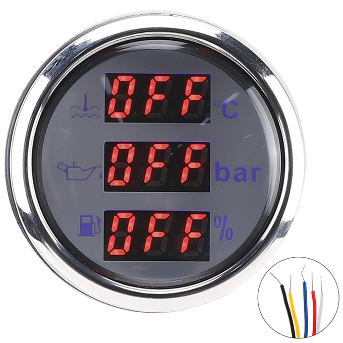 2 inch 3-in-1 Meter Koelwater Temperatuur Oliedruk Brandstofniveau Meter Europese Standaard 0‑190 Ohm White dial black