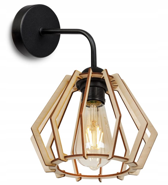 Light-Home TIMBER 2361/K – Wandlamp – Zwart/ Hout – LED – Modern Design