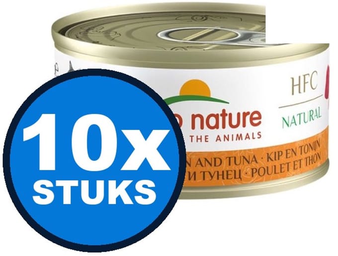 10x Almo Nature HFC - Kattenvoer Natvoer Blik - Natural - Kip & Tonijn - 70g