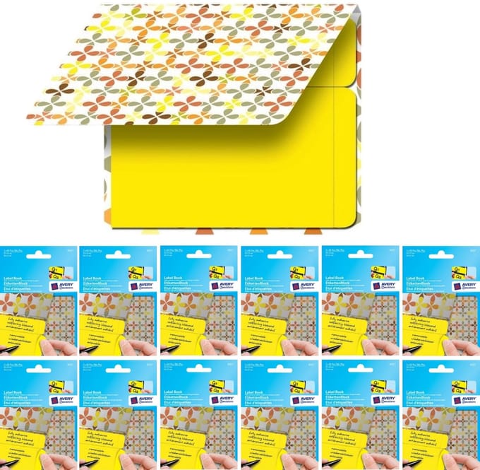 12x labelblok met 80x sticky notes geel