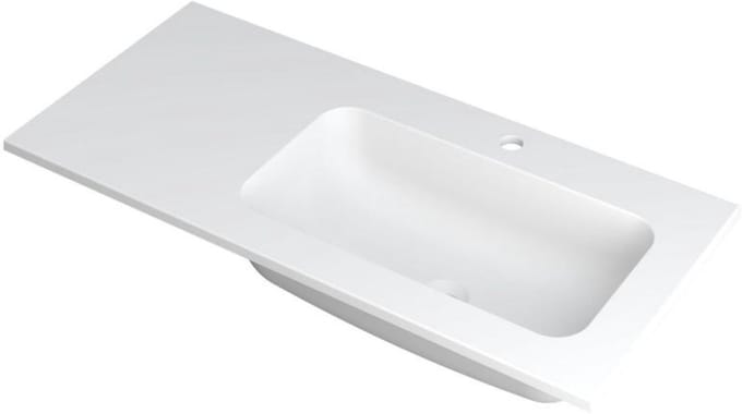 INK Faktor Wastafel Polystone Rechts met 1 Kraangat - 1000x450x15 mm - Mat Wit