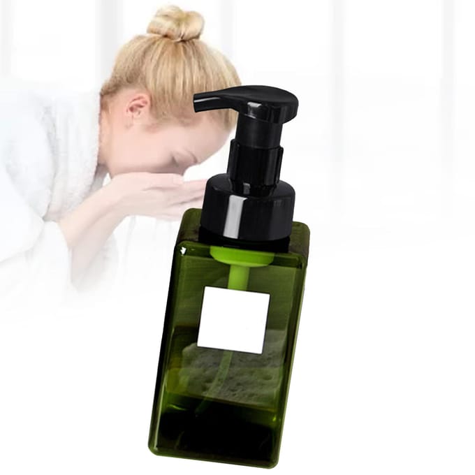 Bouteille Pompe Mousse Capacité 450ml Type Pression Distributeur de Savon Bouteille Moussante Rechargeable pour Gel Douche black