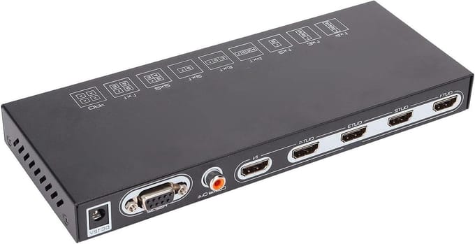Video Wall Controller - Beeldsplitser Processor - Grootscherm Weergave - 4K Resolutie Ondersteuning - 4 Poorten - Zwart