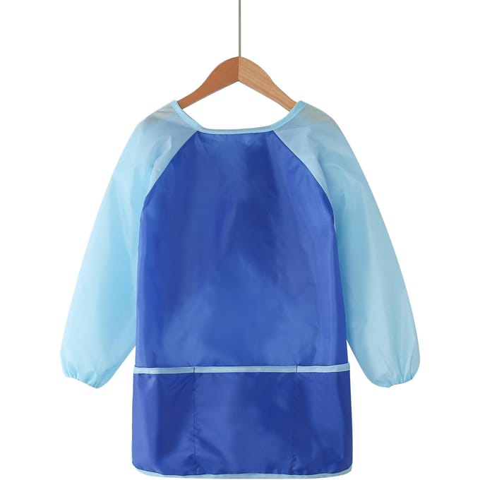 Tablier Peinture Imperméable pour Enfants Bview Art avec Manches Longues bleu