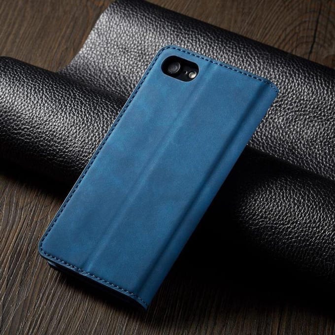 BukkitBow - Leather Case - Kunstleer - Card Case - Hoesje voor iPhone 7/8/SE 2/SE 3 – Blauw