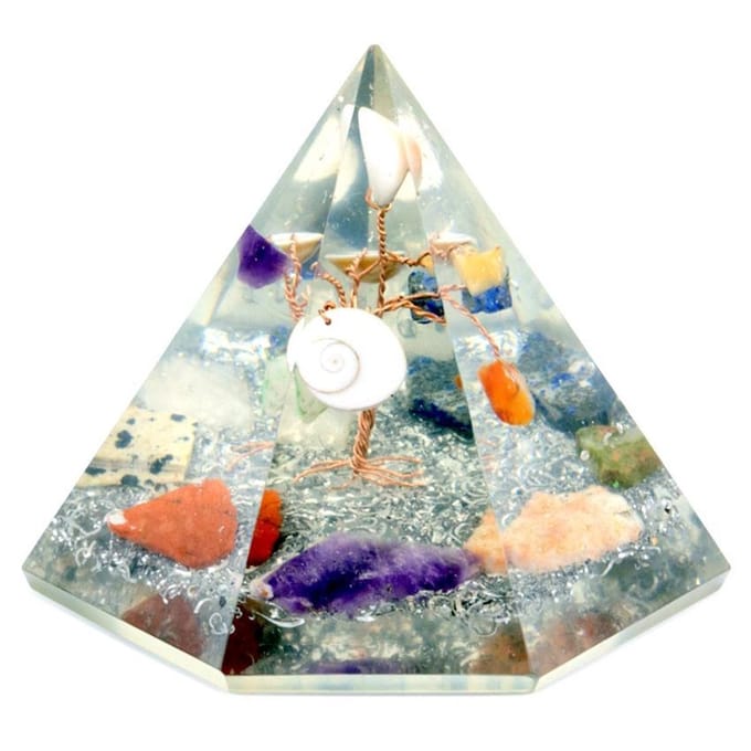 Orgonite 7-zijdige piramide - Edelsteen Wijsheidsboom - 90 mm