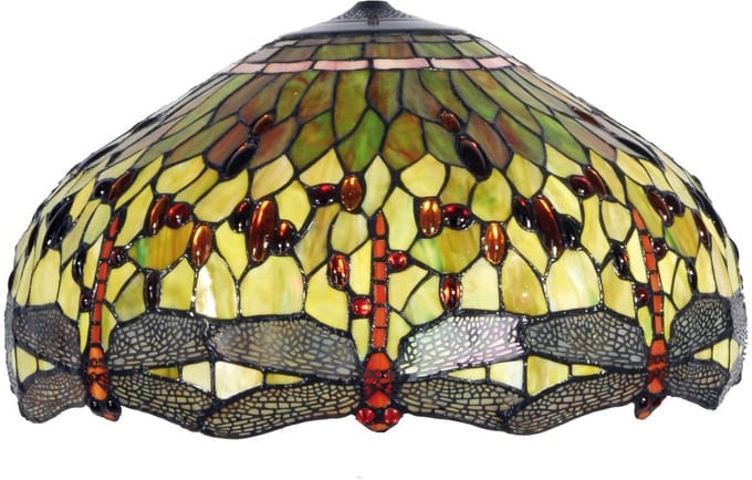 Lumilamp Lampenkap Tiffany Ø 51x30 cm Groen Rood Glas Libelle