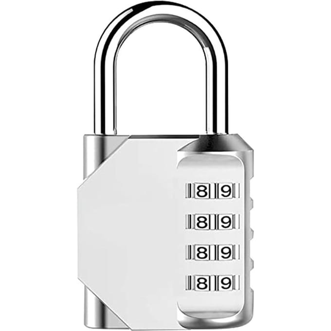 Cadenas à combinaison réinitialisable à 4 chiffres avec combinaison Cadenas à combinaison étanche et robuste pour l'extérieur pour l'école argenté