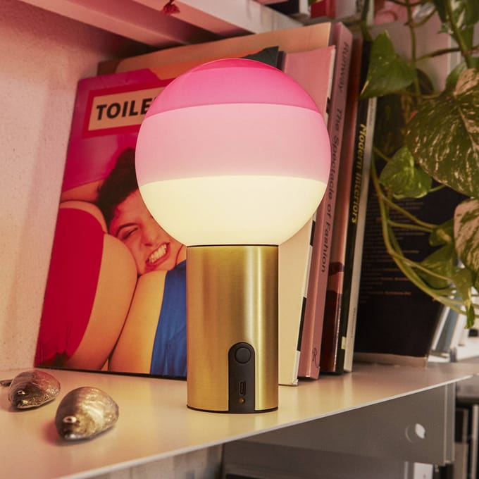 MARSET Accu-tafellamp Dipping Light, roze/messing, dimbaar