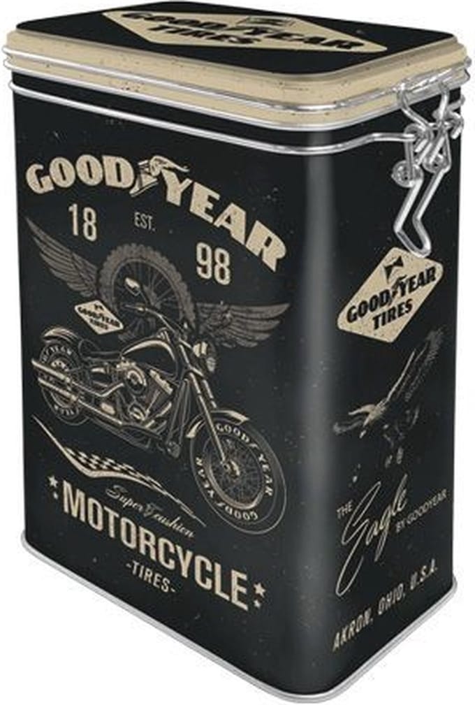 Tinnen Blik Met Klip Goodyear Motorcycle