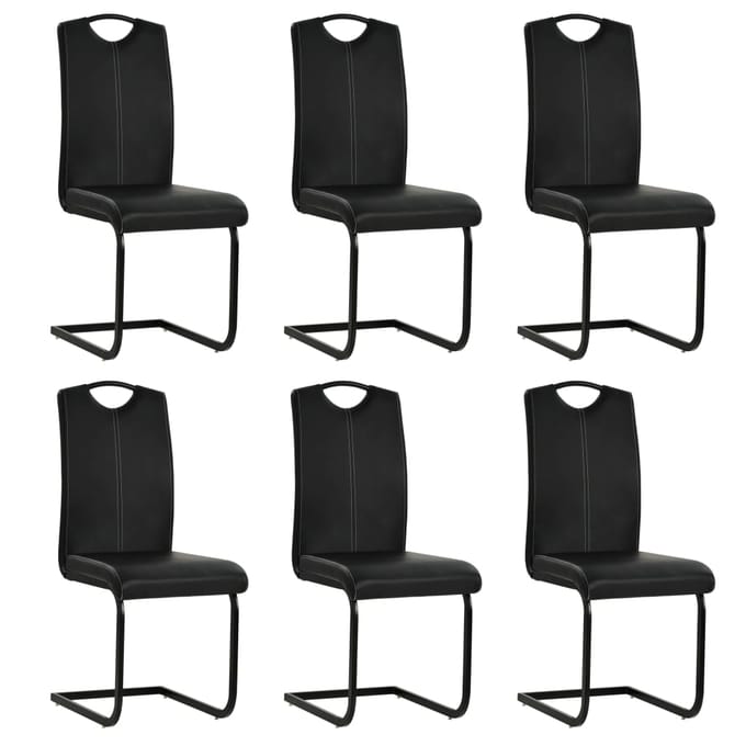 vidaXL - Eetkamerstoelen - 6 - st - kunstleer - zwart