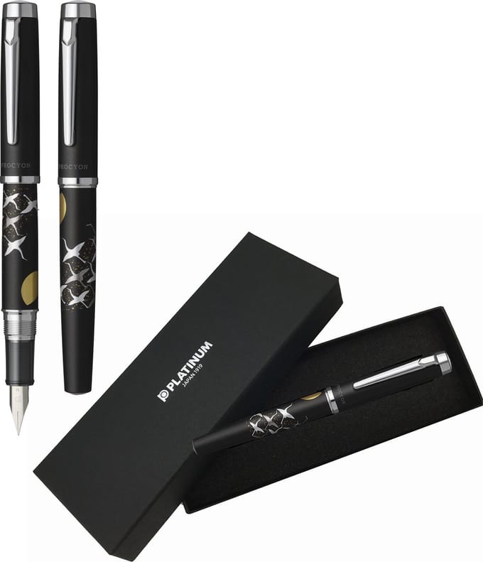 Platinum - Vulpen - Procyon Luster - Maki-E - Cranes over Moon - Black Mist - Medium