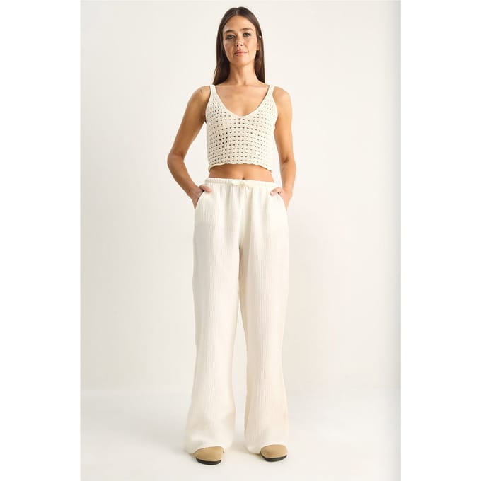 Wijdgesneden Katoenen Crepe Broek