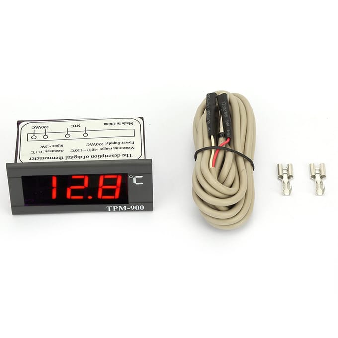 TPM‑900 220V Digitale Temperatuurregelaar LED Paneelmeter met Sensor Thermostaatregelaar gray