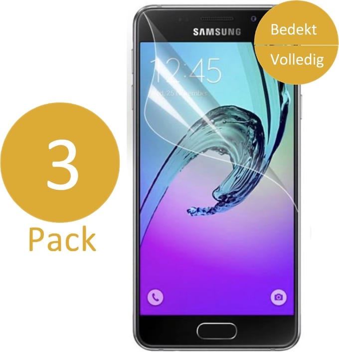3x Screenprotector geschikt voor Samsung Galaxy A5 (2016) - Glas PET Folie Screenprotector Transparant 0.2mm 9H (Full Screen Protector)