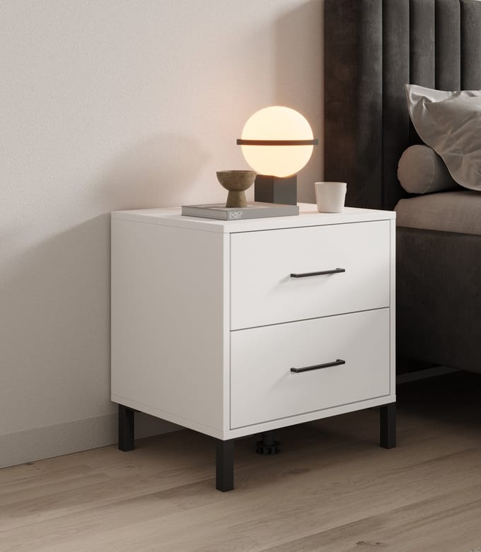 Meubella - Nachtkastje Vidor - Wit - 48 cm