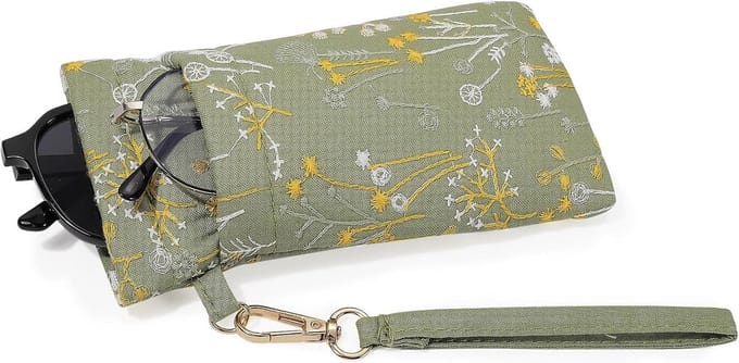 Dubbele Brillenzak met Draagriem en Squeeze Top Sluiting
