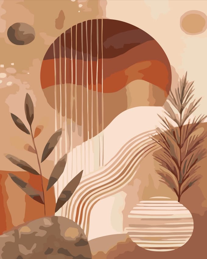 Untamed - OP FRAME - Paint by numbers – schilderen op nummer – DIY decoratie – Abstract landschap – Earth Rhythm I