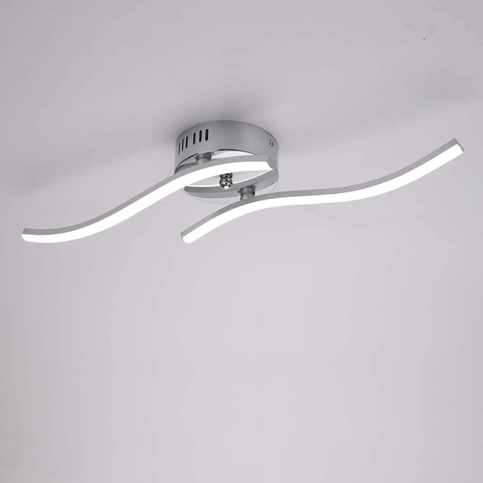Haobosic Golfvormig - Plafondlamp - Zilver - 14W Wit 6500K - Dubbele Lijn