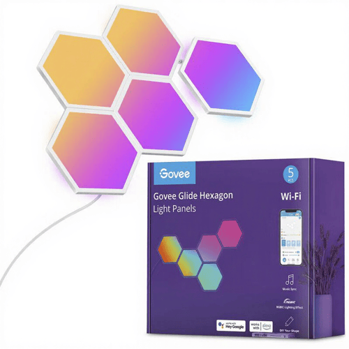 Govee RGBIC Glide Hexa Light Panels 5 pcs Slimme wandverlichting Wi-Fi/Bluetooth