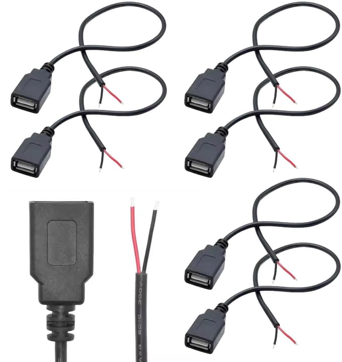 Allecto - USB-aansluiting - 2-polig - 30 cm - data- en voedingskabel voor apparaten - vervangingskabel - 6 stuks