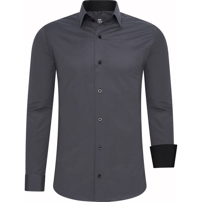 Rusty Neal Overhemden Overhemd Slim Fit Grijs
