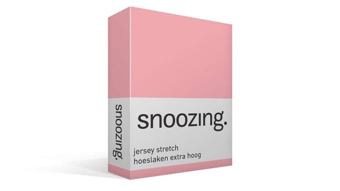 Snoozing Jersey Stretch - Hoeslaken - Extra Hoog - Eenpersoons - 90/100x200/220 cm - Roze
