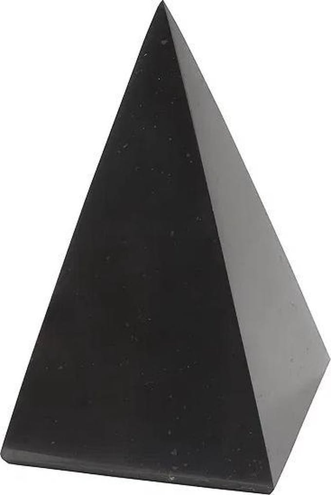 Gepolijste hoge shungiet piramide 6x12 cm