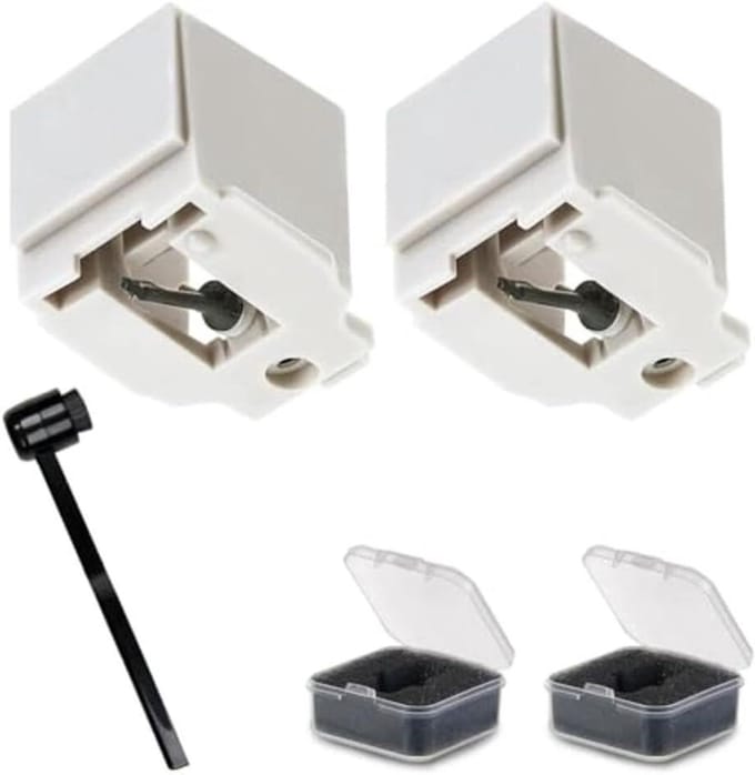 Draaitafel Naald - Stylus Vervanging - Vinyl Afspelen - Compatibele Vervanging - 10 x 5 x 4 cm - Wit