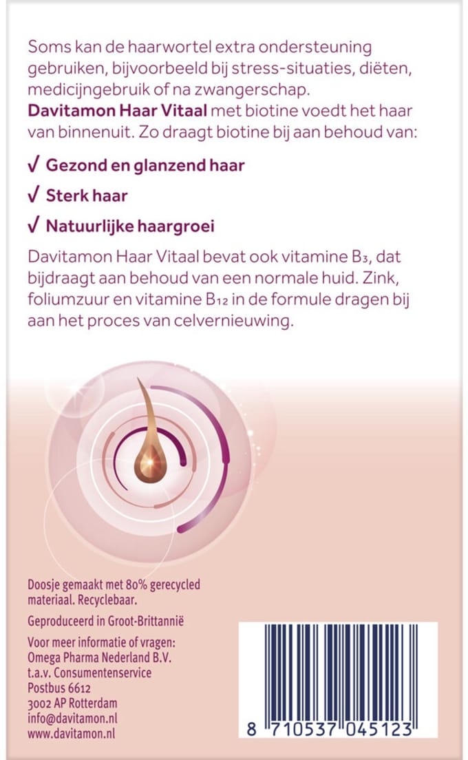 Davitamon Haar Vitaal - 2 x 30 tabletten - Voordeelverpakking