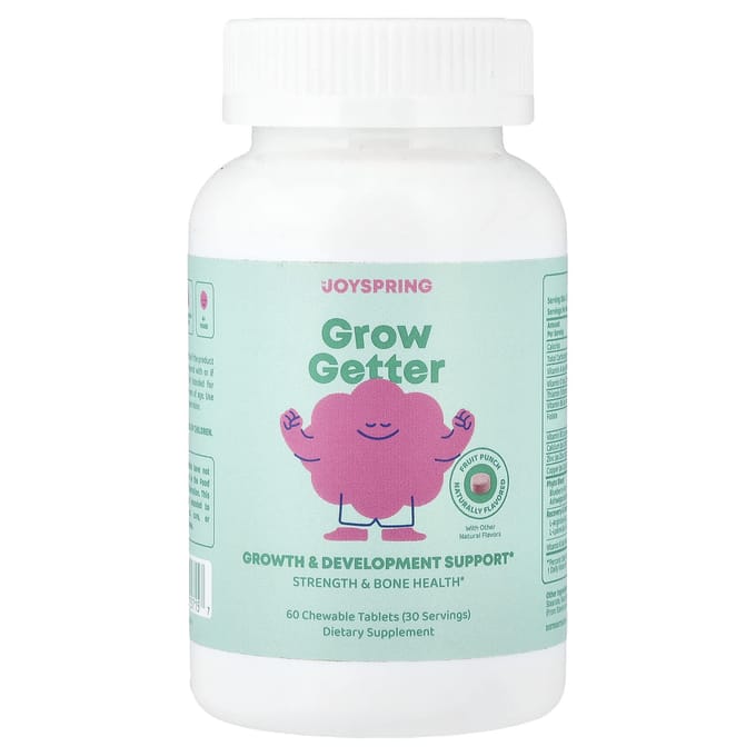 JoySpring, Grow Getter, 4 ans et plus, Punch aux fruits, 60 comprimés à croquer
