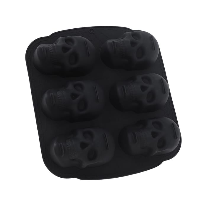 Doodshoofd Bakvorm Zachte Siliconen Halloween Skelet Hoofd Taartvorm voor Taart Koekje Chocolade L black