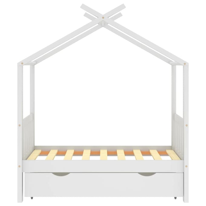 vidaXL - Kinderbedframe - met - lade - massief - grenenhout - 70x140 - cm - wit