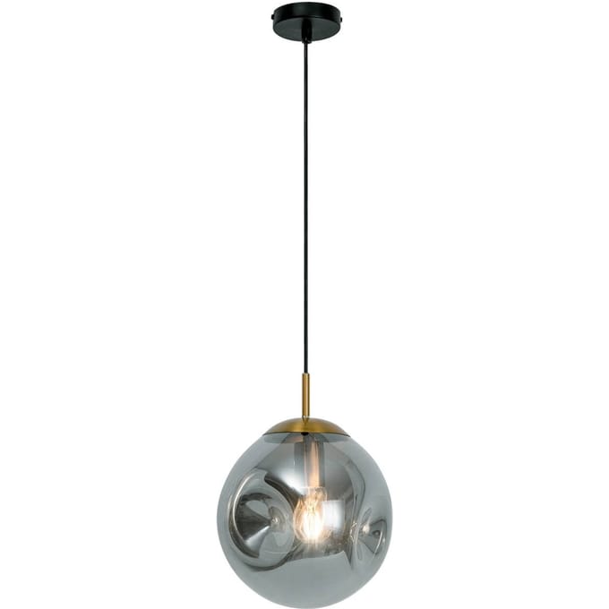 Viokef Hanglamp Oscar met glazen kap, rookgrijs