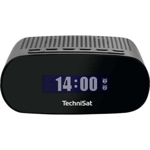 TechniSat TECHNIRADIO 50 - Compacte wekkerradio (DAB+, FM-wekker met groot LCD-display, dubbel alarm, hoofdtelefoonaansluiting, 1 watt, USB-voeding) zwart