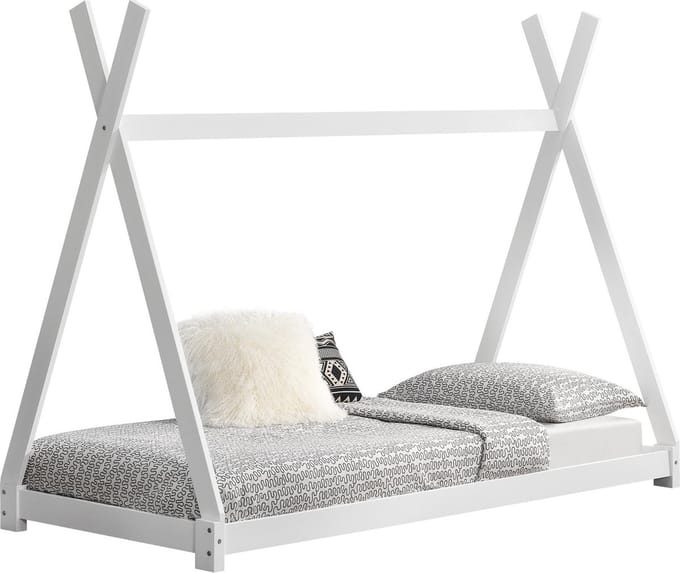 Juniorbed - Tipi met bedbodem 90x200cm - wit mat gelakt