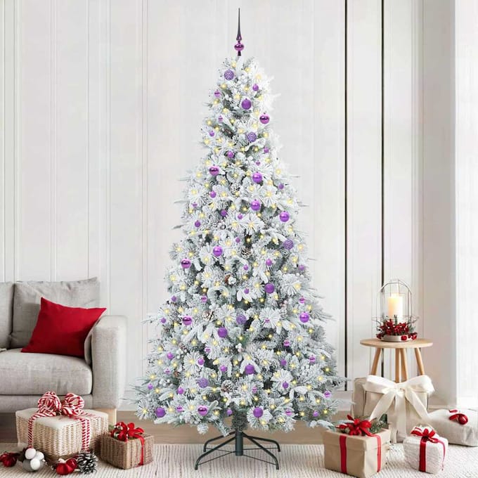 vidaXL - Kunstmatige - Hinged - Kerstboom - met - 300 - LED - Wit - 240 - cm - PE - en - PVC